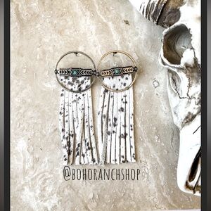 Cowhide Tassel Western Earrings